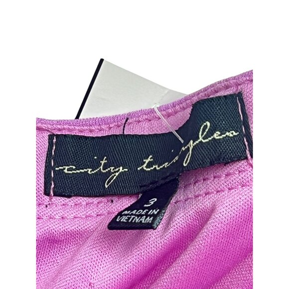 City Triangles Purple Pleated Illusion Dress Handkerchief Hem Size 3 Cocktail - Picture 4 of 8